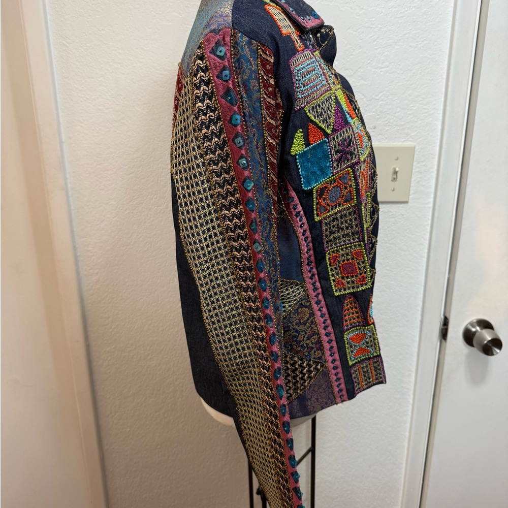 Artistic Patchwork Jean Jacket New~ Never Been Wo… - image 3